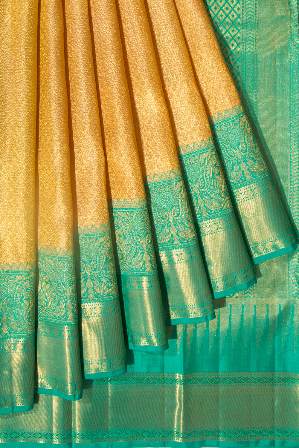 Kanchipuram Silk Tissue Brocade Gold Saree