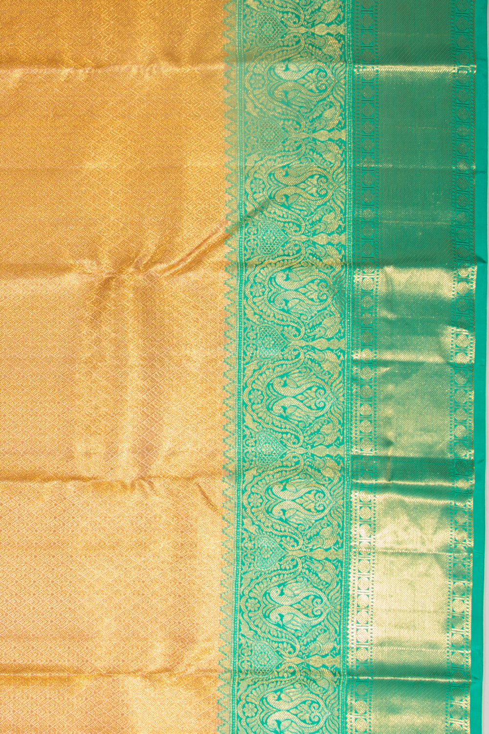 Kanchipuram Silk Tissue Brocade Gold Saree