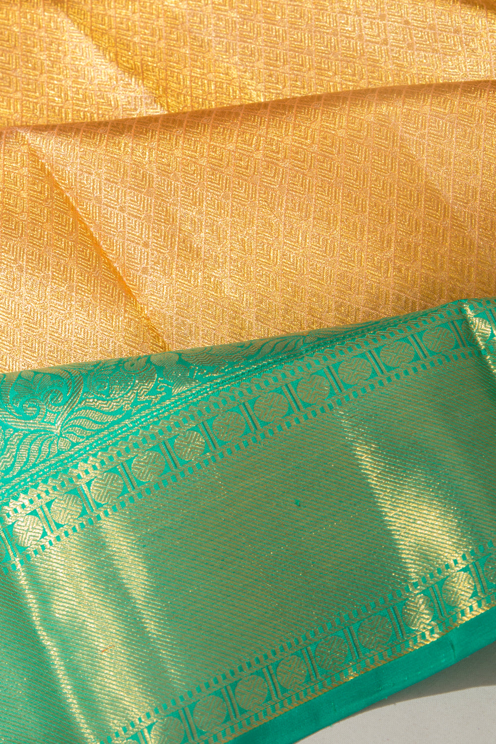 Kanchipuram Silk Tissue Brocade Gold Saree