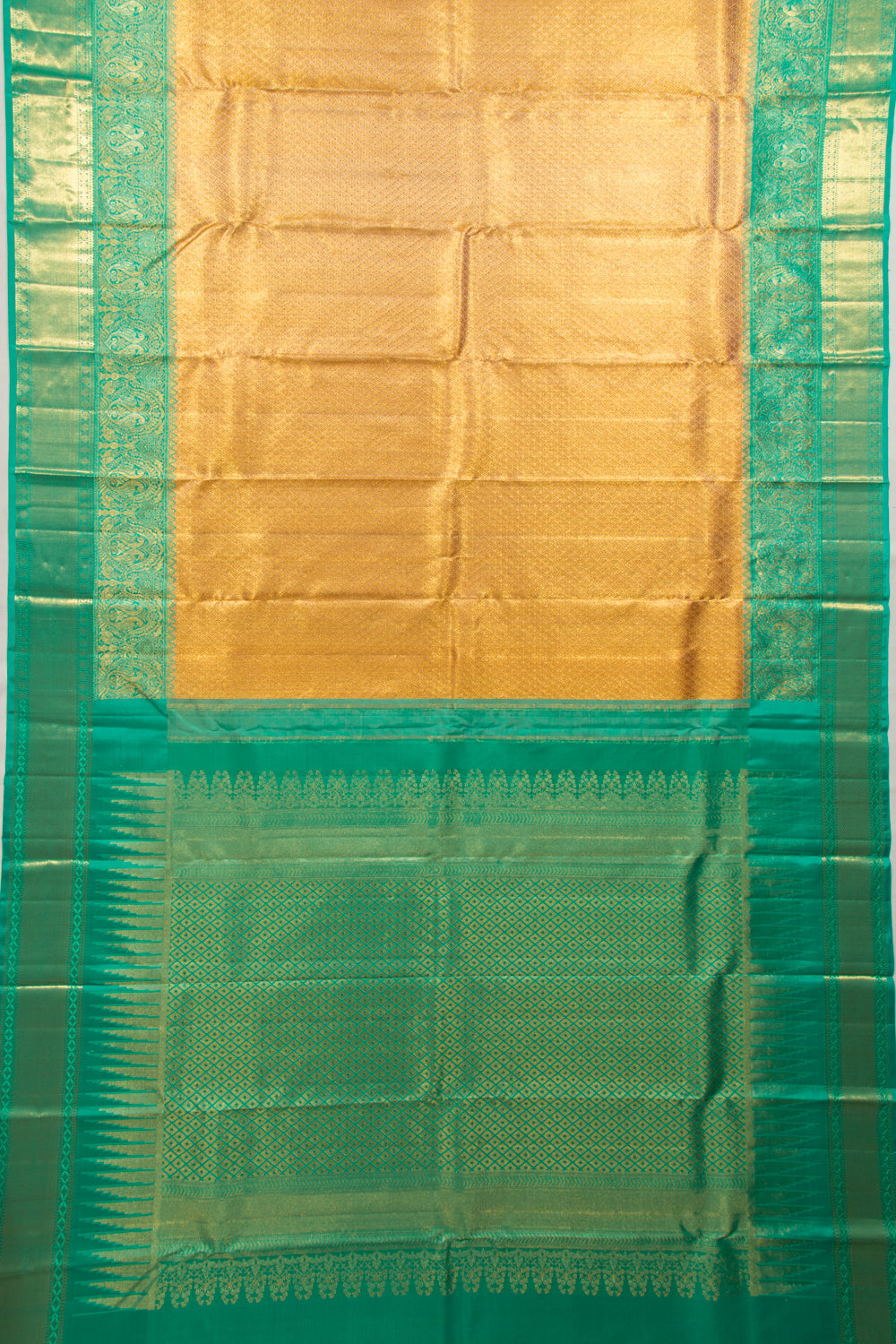 Kanchipuram Silk Tissue Brocade Gold Saree