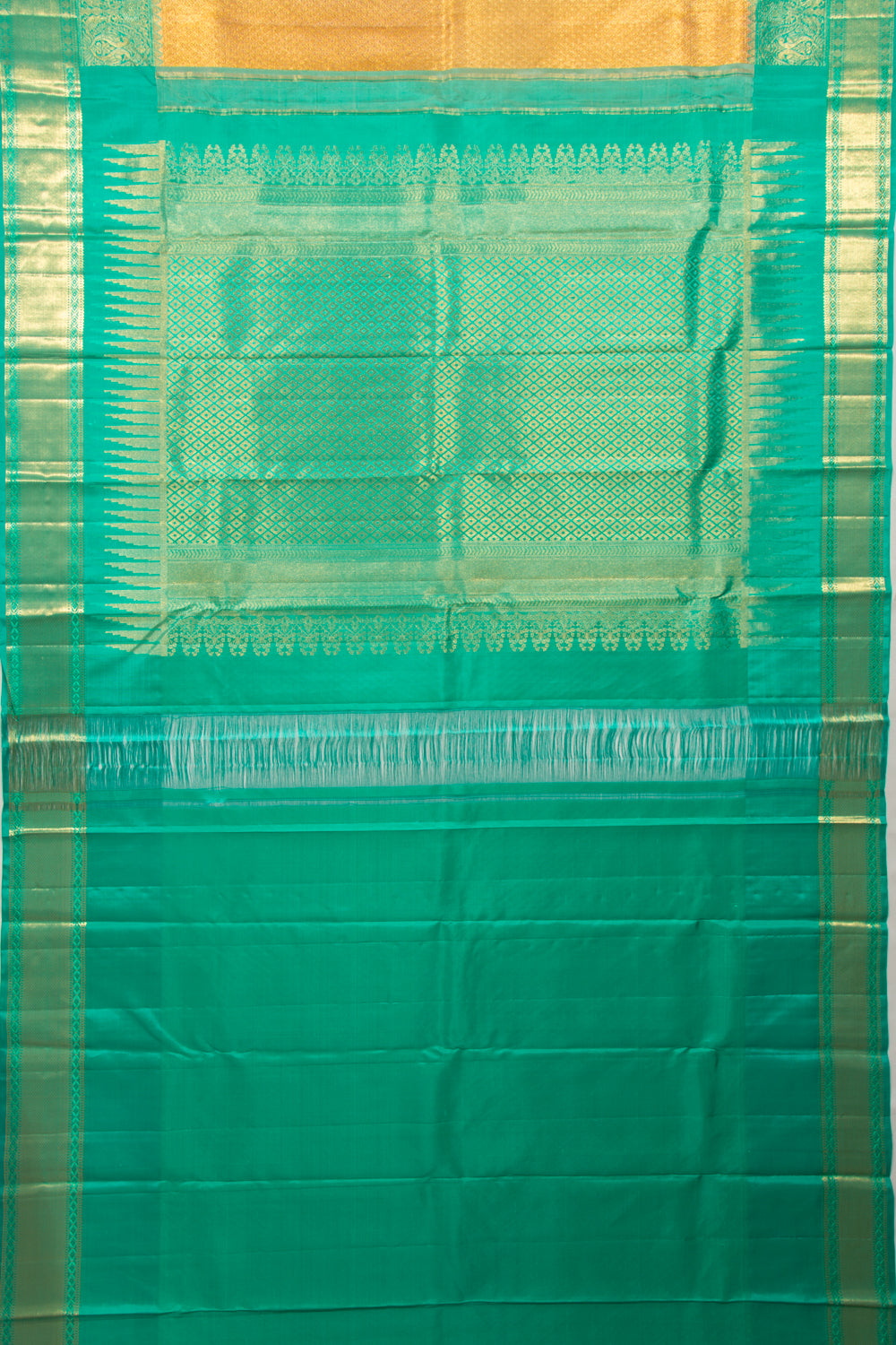 Kanchipuram Silk Tissue Brocade Gold Saree