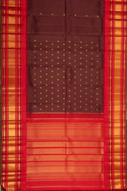 Kanchipuram Silk Checks And Butta Burgundy Saree