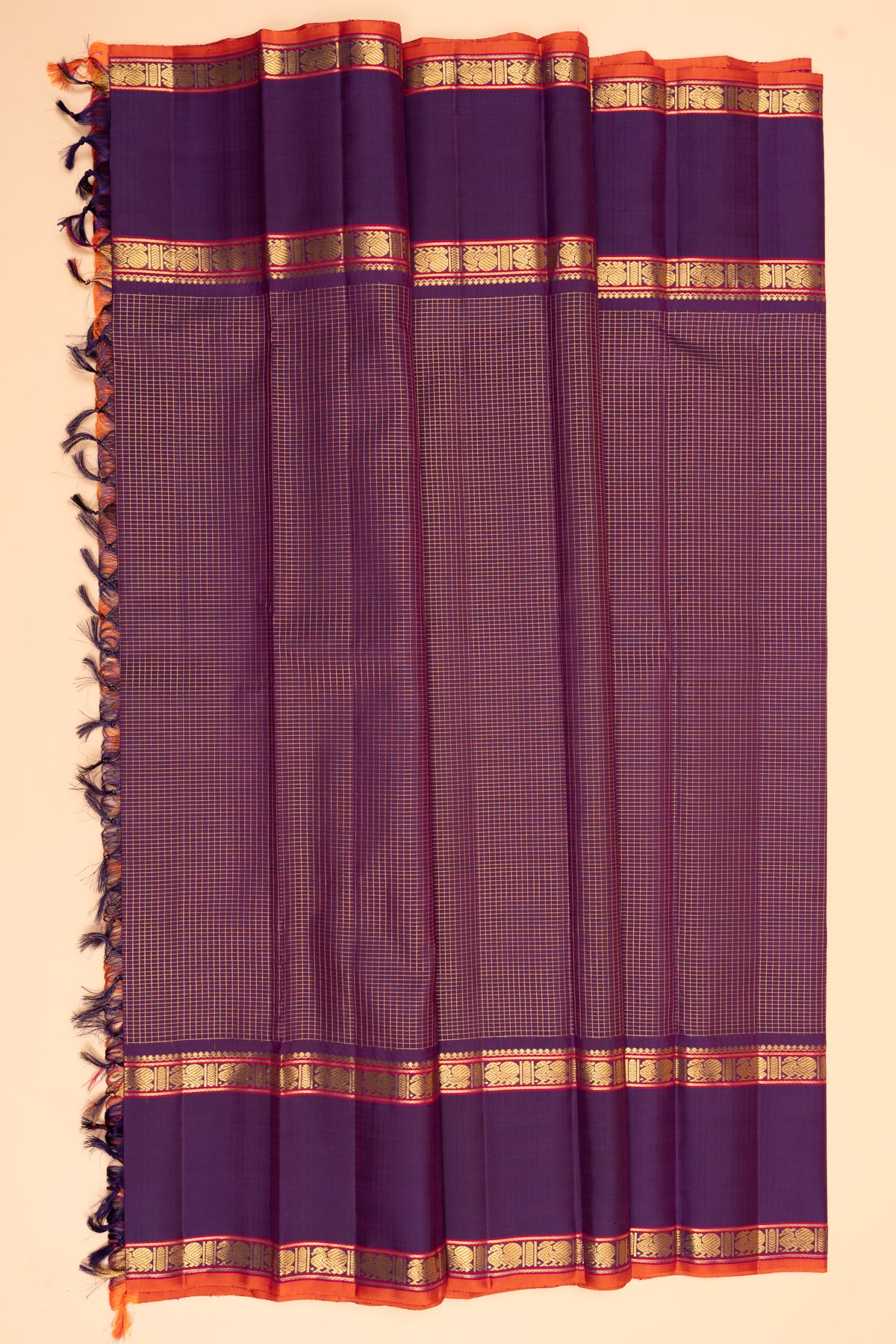 Kanchipuram Silk Checks Purple Saree