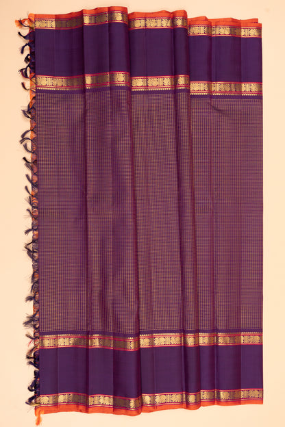 Kanchipuram Silk Checks Purple Saree