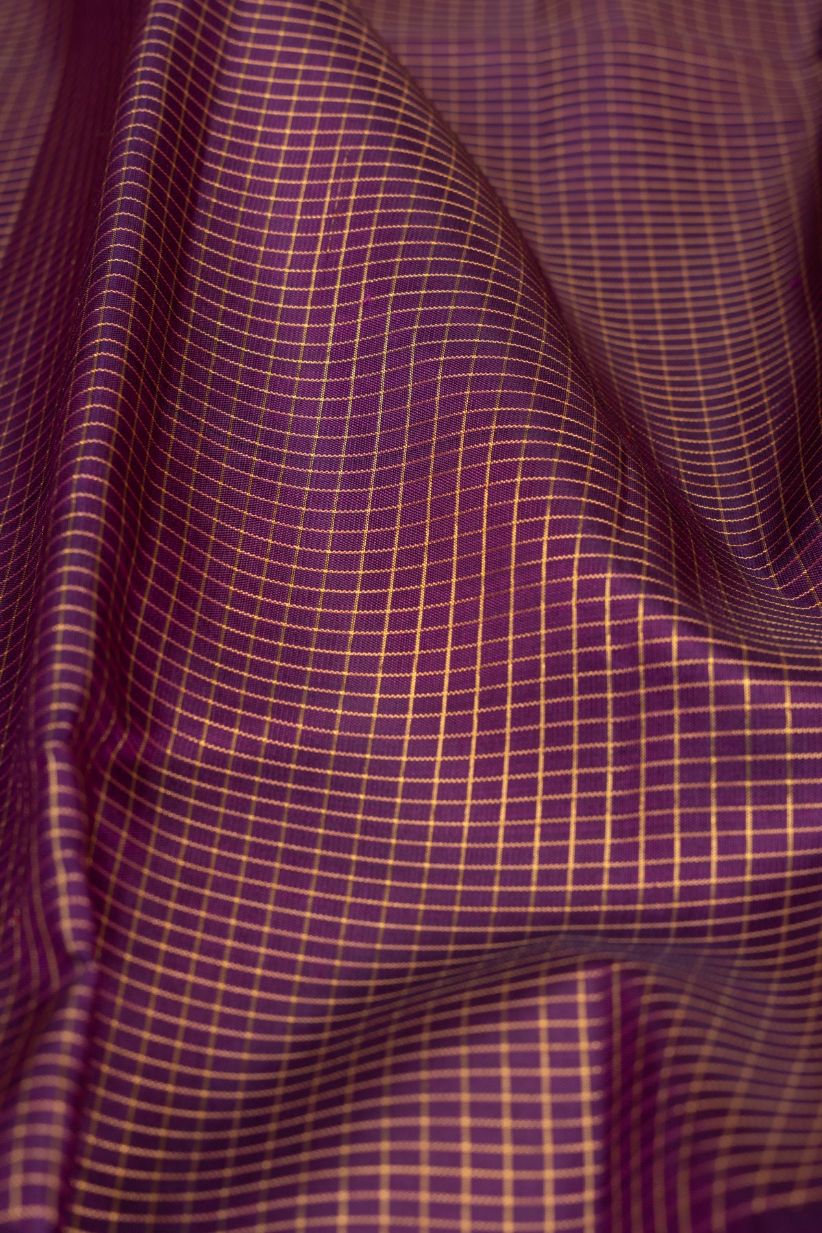 Kanchipuram Silk Checks Purple Saree