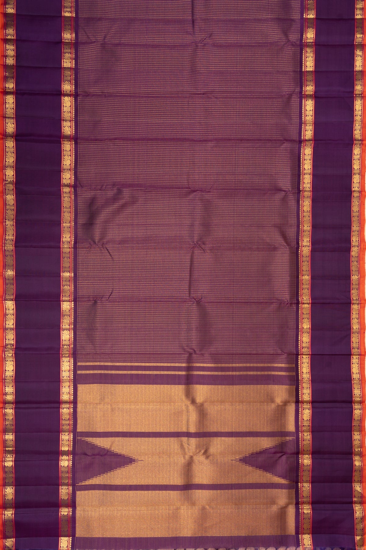 Kanchipuram Silk Checks Purple Saree
