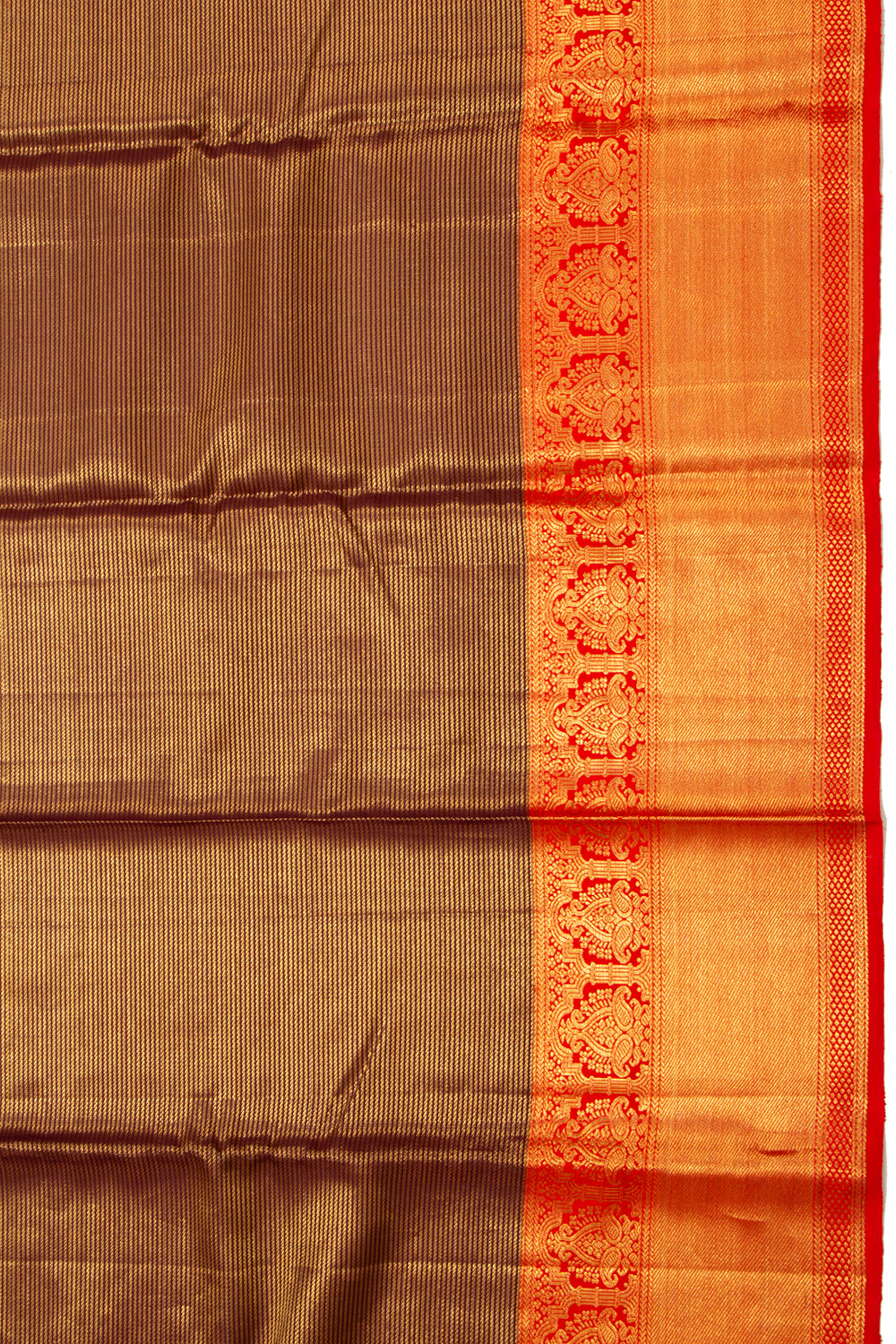 Kanchipuram Silk Tissue Oosi Lines Brown Saree