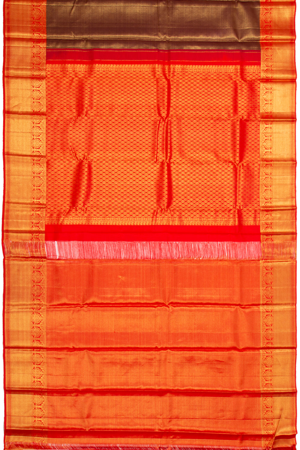 Kanchipuram Silk Tissue Oosi Lines Brown Saree