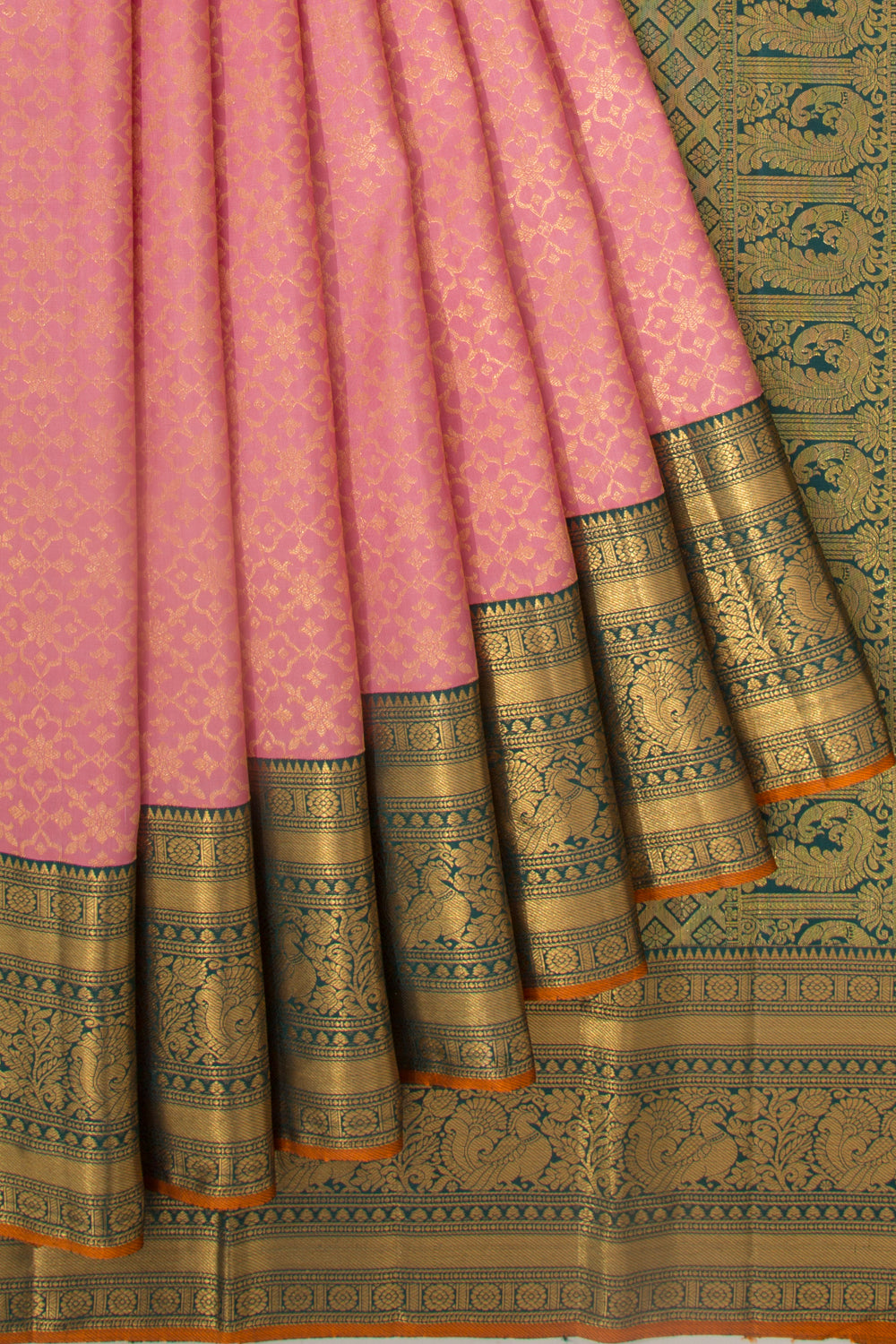 Kanchipuram Silk Brocade Pink Saree