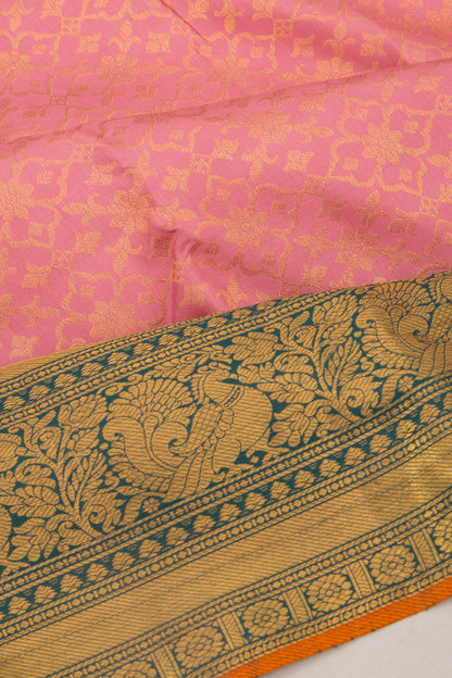 Kanchipuram Silk Brocade Pink Saree