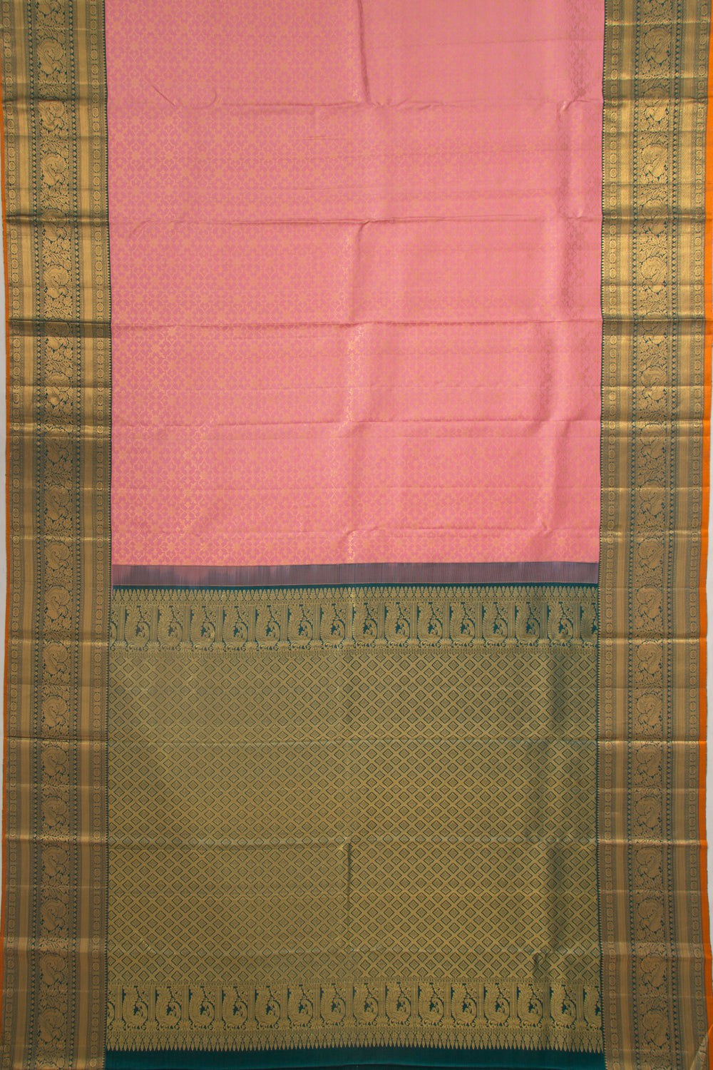 Kanchipuram Silk Brocade Pink Saree