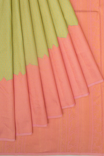 Kanchipuram Silk Brocade Pista Green Saree