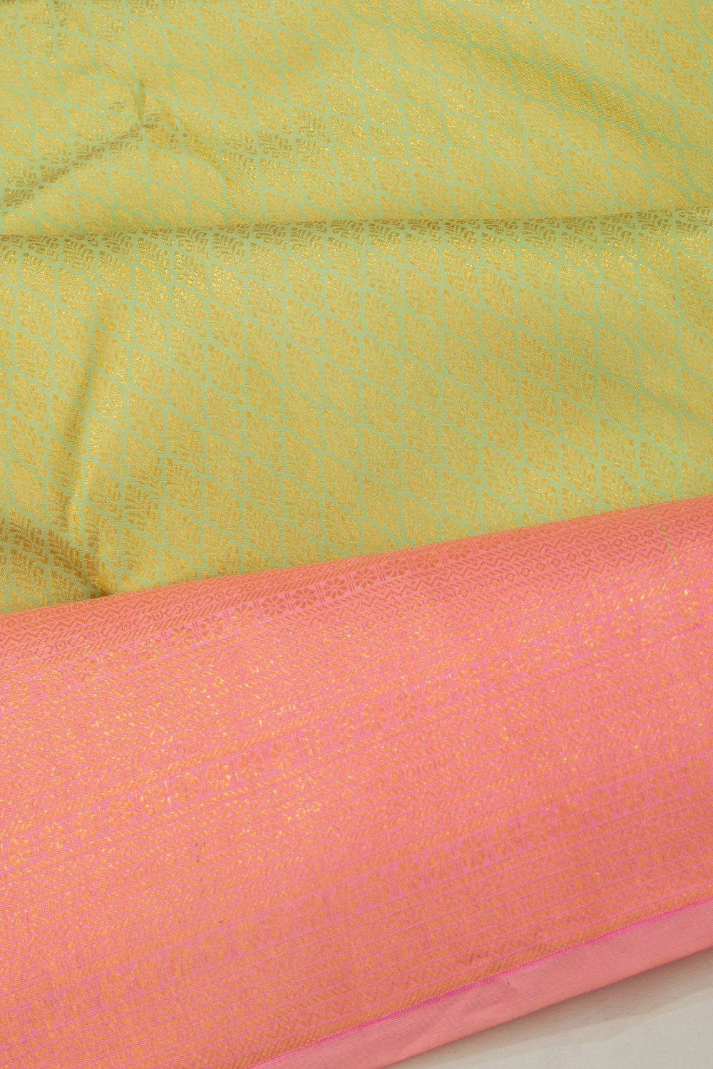 Kanchipuram Silk Brocade Pista Green Saree