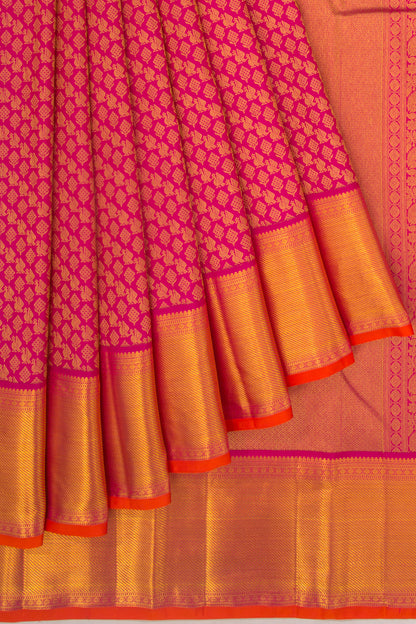 Kanchipuram Silk Brocade Pink Saree