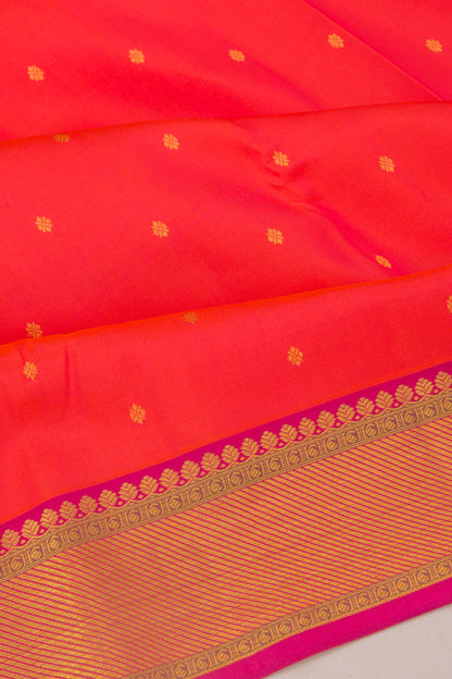 Kanchipuram Silk Butta Dual Tone Pink And Orange Saree