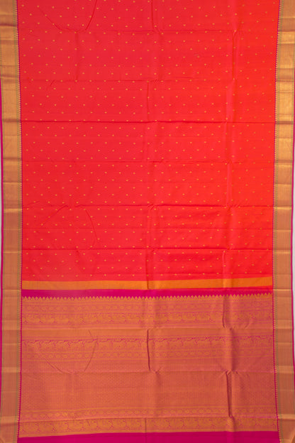Kanchipuram Silk Butta Dual Tone Pink And Orange Saree