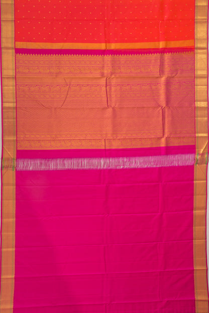 Kanchipuram Silk Butta Dual Tone Pink And Orange Saree