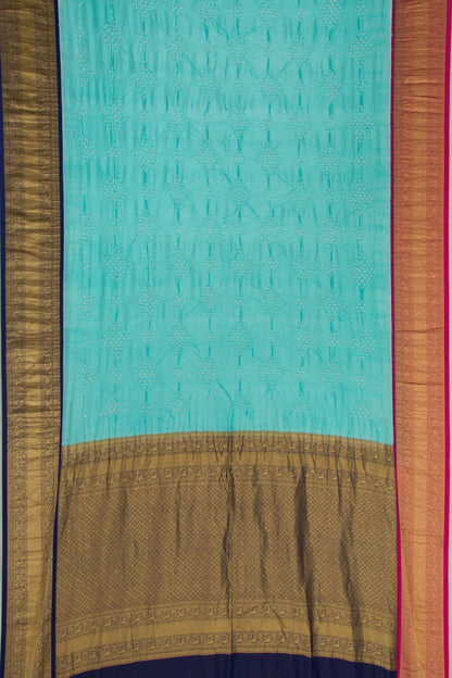 Kanchipuram Silk Bandhani Sky Blue Saree