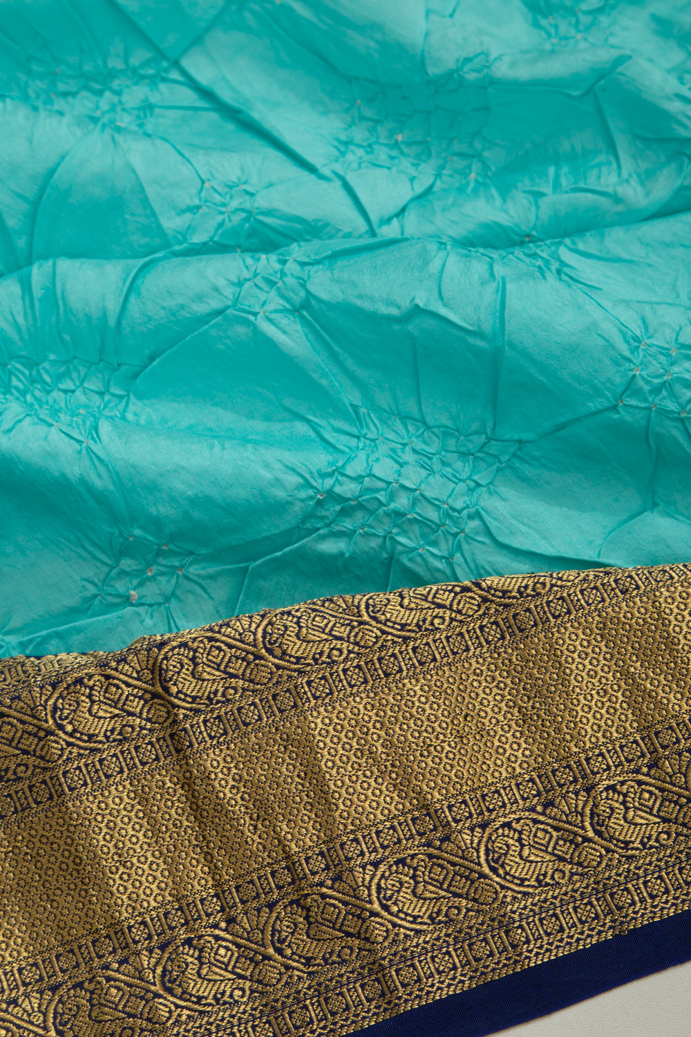 Kanchipuram Silk Bandhani Sky Blue Saree