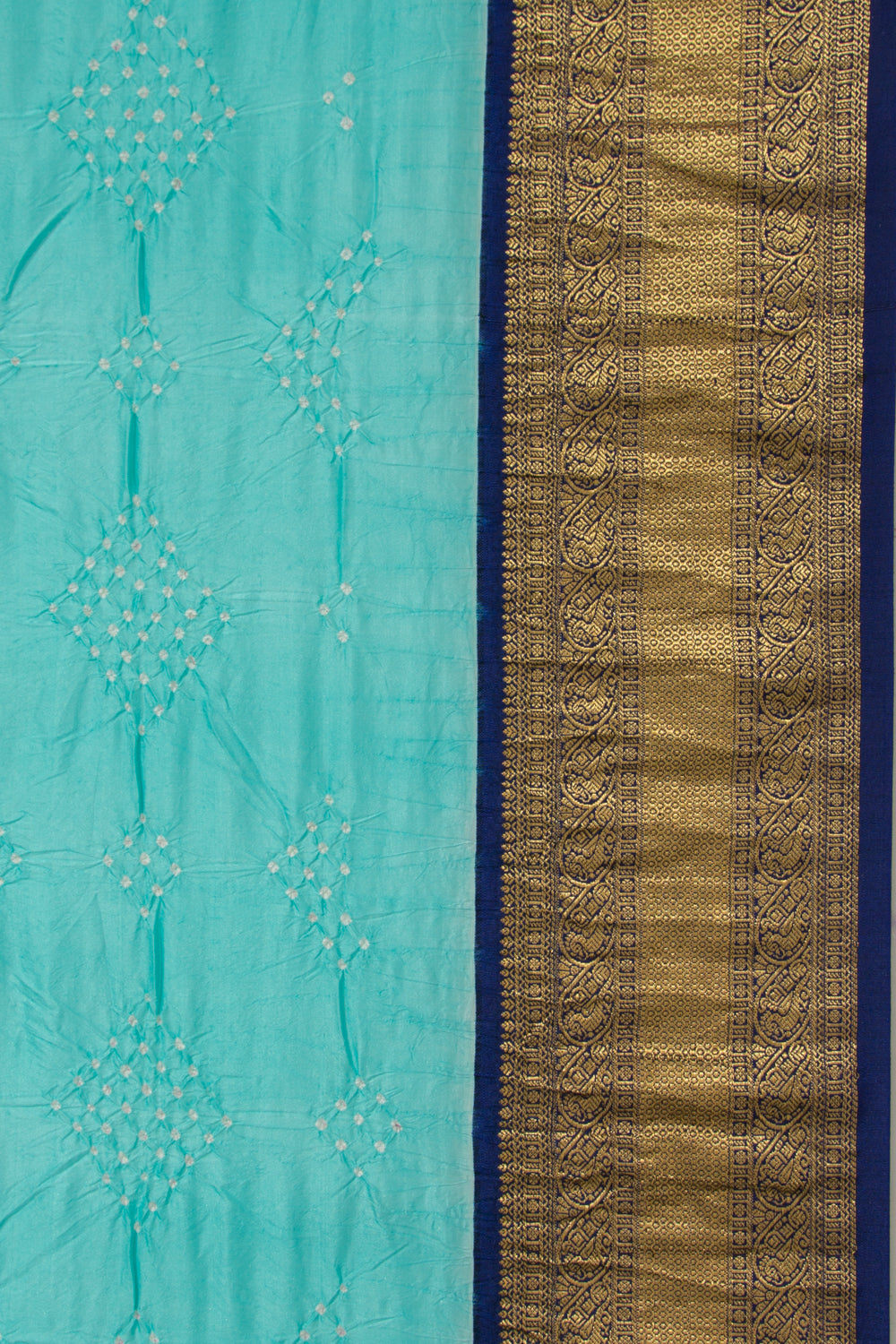 Kanchipuram Silk Bandhani Sky Blue Saree