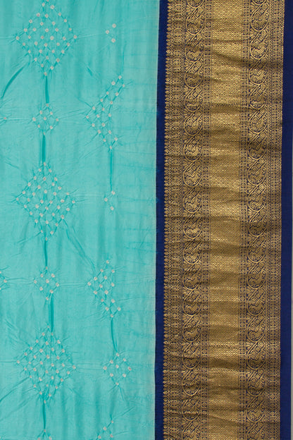Kanchipuram Silk Bandhani Sky Blue Saree