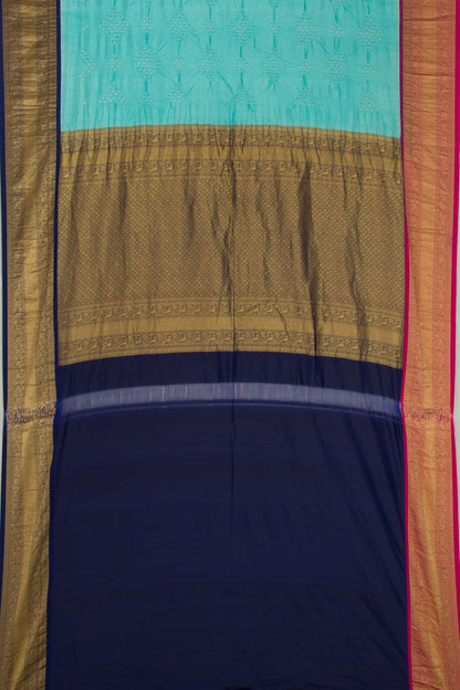 Kanchipuram Silk Bandhani Sky Blue Saree