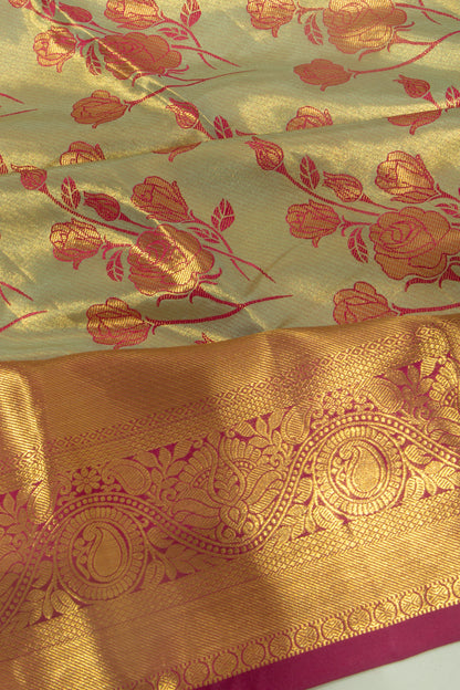 Taranga Kanchi Silk Tissue Jaal Blue Saree