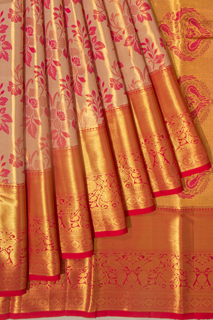 Taranga Kanchi Silk Tissue Jaal Gold Saree