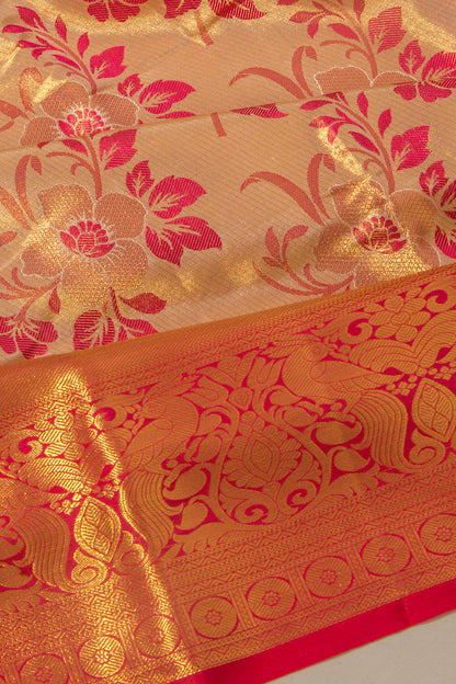 Taranga Kanchi Silk Tissue Jaal Gold Saree