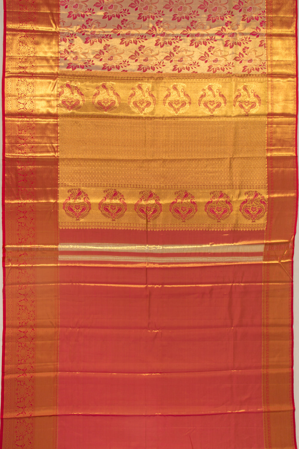 Taranga Kanchi Silk Tissue Jaal Gold Saree
