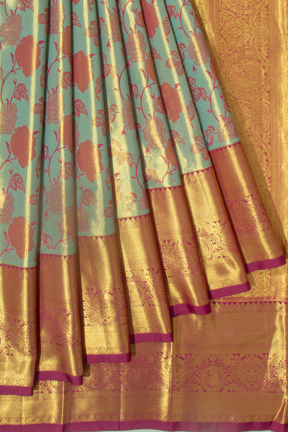 Taranga Kanchi Silk Tissue Jaal Sky Blue Saree