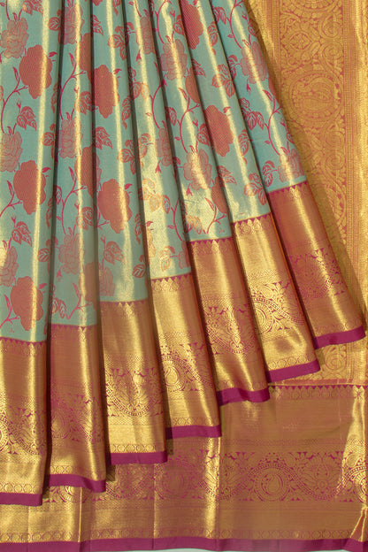 Taranga Kanchi Silk Tissue Jaal Sky Blue Saree