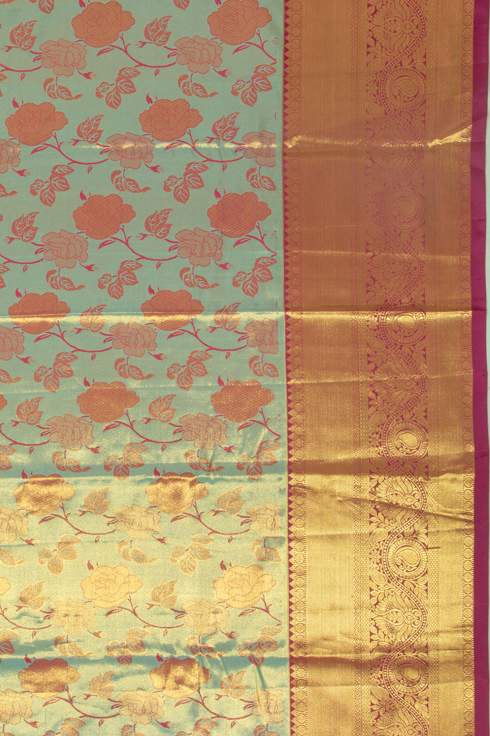 Taranga Kanchi Silk Tissue Jaal Sky Blue Saree