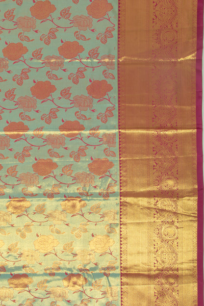 Taranga Kanchi Silk Tissue Jaal Sky Blue Saree