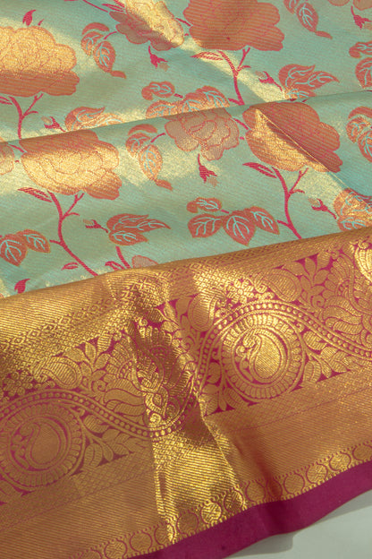 Taranga Kanchi Silk Tissue Jaal Sky Blue Saree