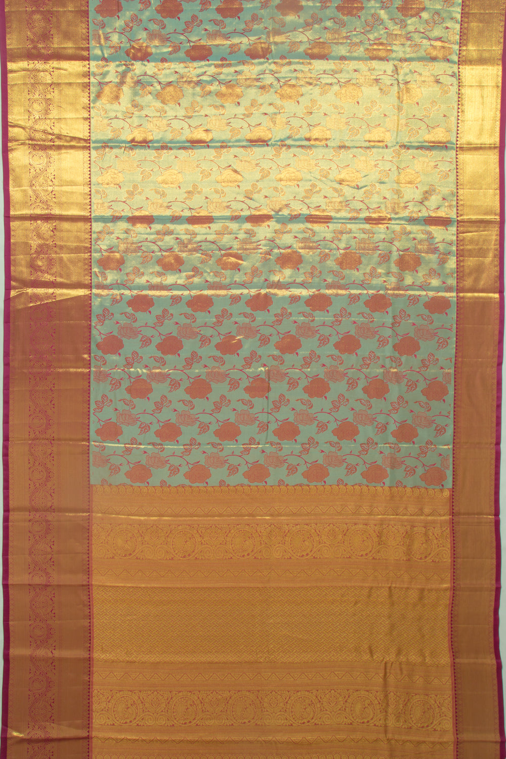 Taranga Kanchi Silk Tissue Jaal Sky Blue Saree