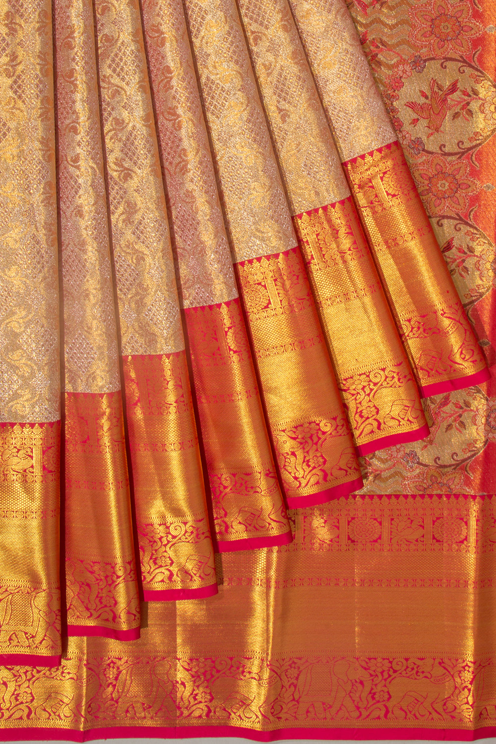 Taranga Kanchi Silk Tissue Brocade Gold Saree