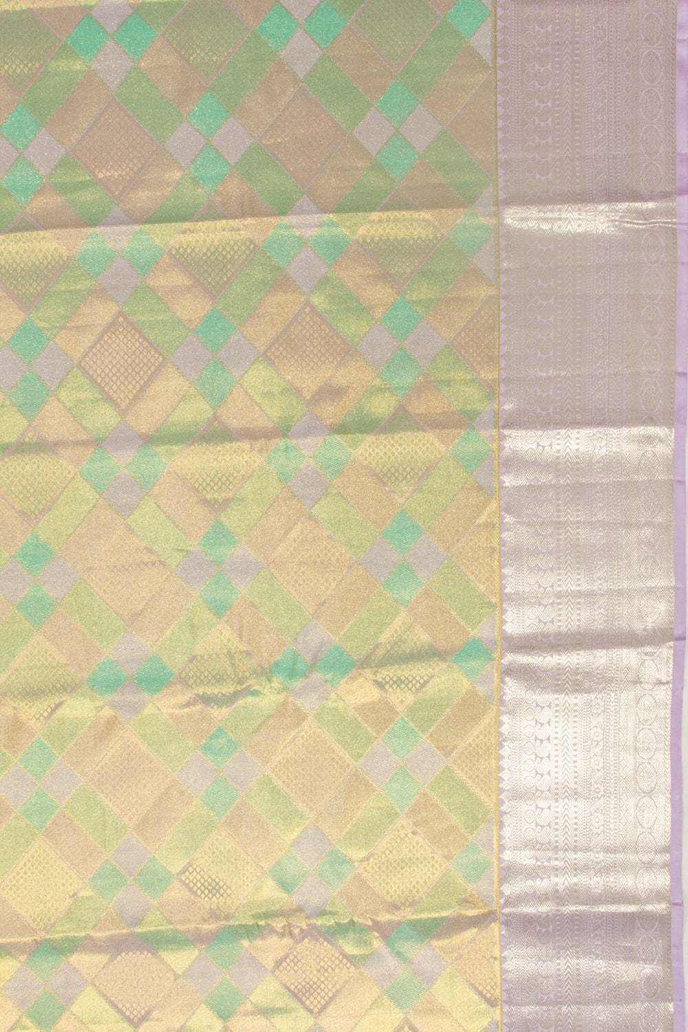 Kanchipuram Silk Tissue Geometrical Brocade Multicolour Saree