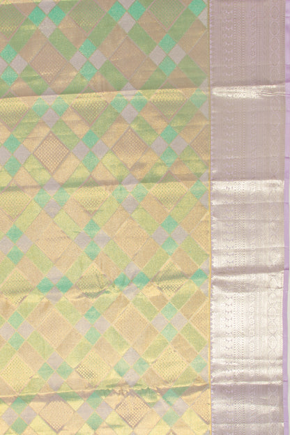 Kanchipuram Silk Tissue Geometrical Brocade Multicolour Saree