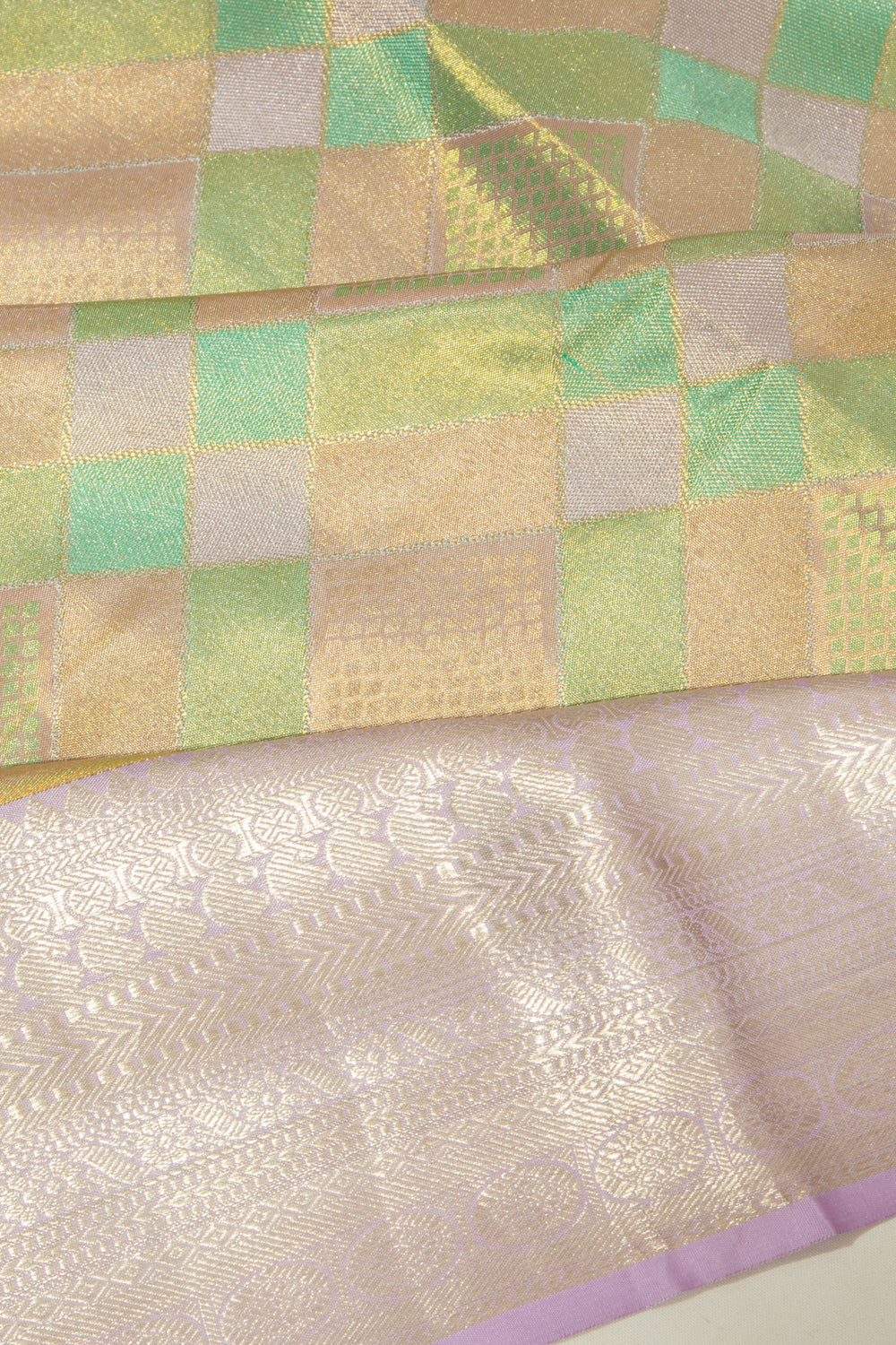 Kanchipuram Silk Tissue Geometrical Brocade Multicolour Saree