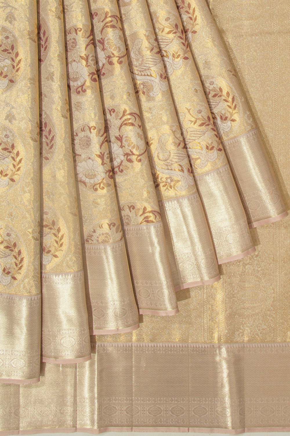 Kanchipuram Silk Tissue Brocade Gold Saree