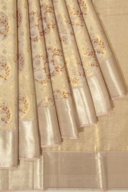 Kanchipuram Silk Tissue Brocade Gold Saree
