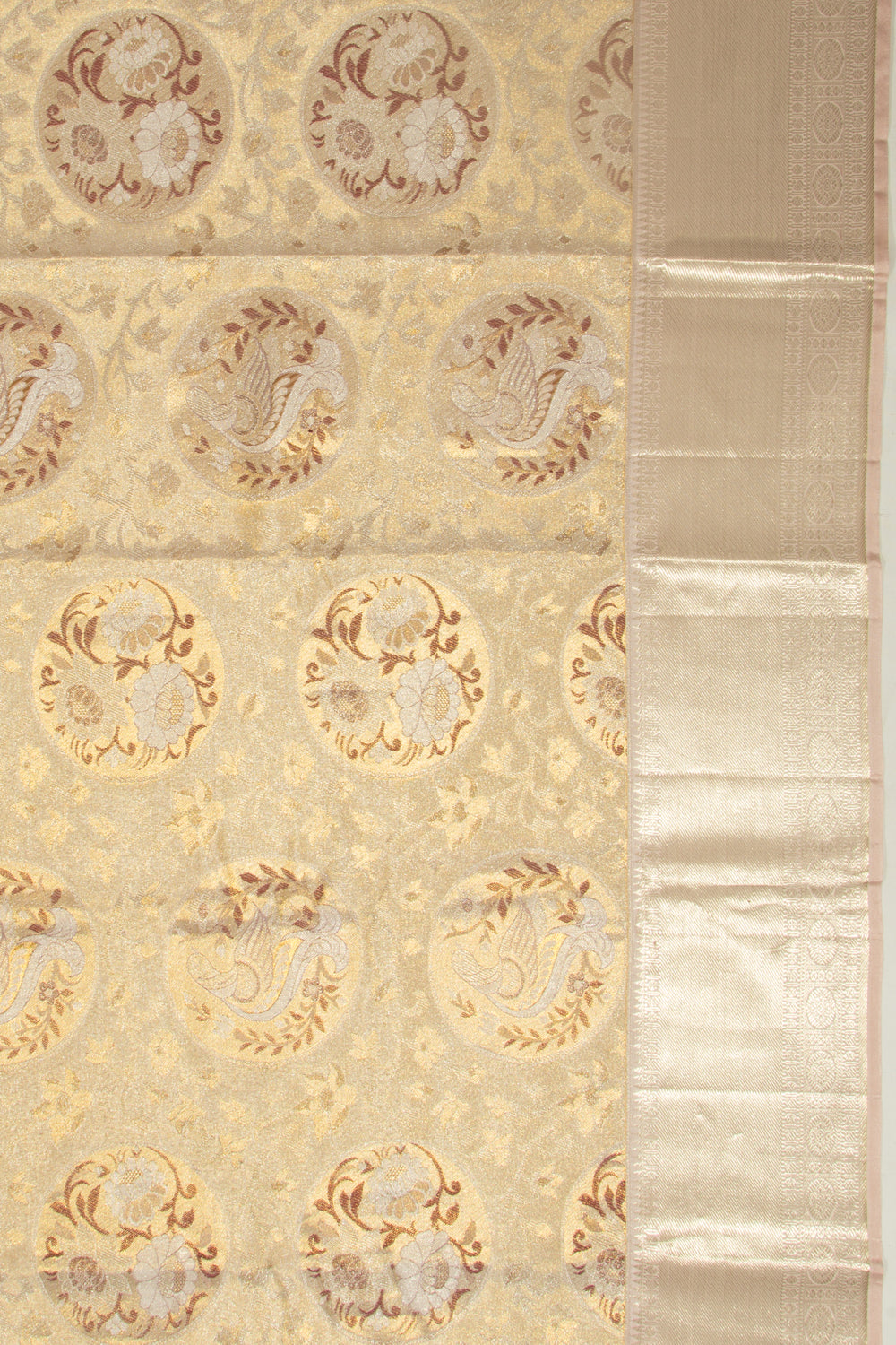 Kanchipuram Silk Tissue Brocade Gold Saree