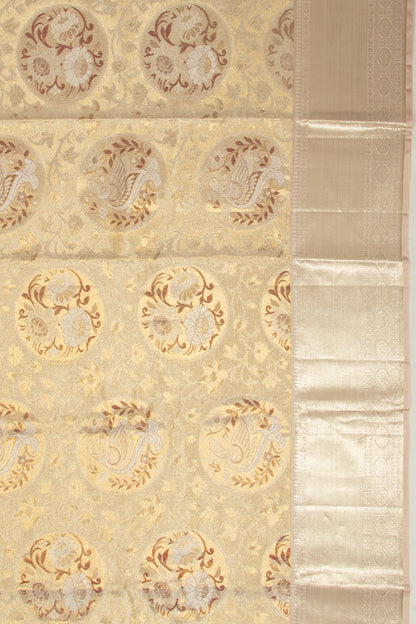 Kanchipuram Silk Tissue Brocade Gold Saree
