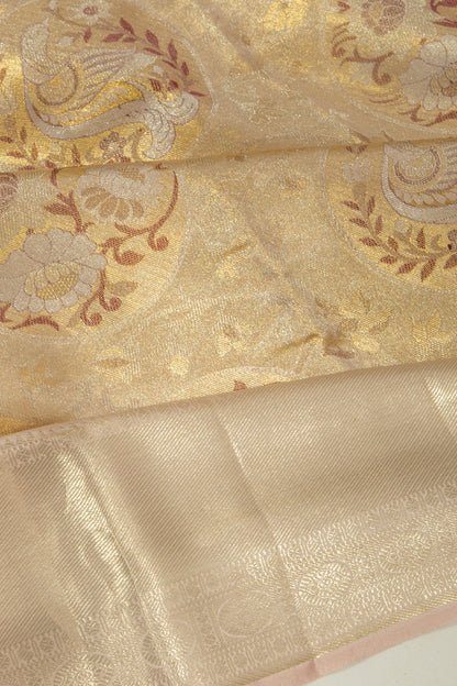 Kanchipuram Silk Tissue Brocade Gold Saree