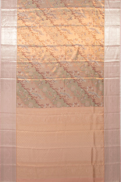 Kanchipuram Silk Tissue Jaal Dual Tone Blue And Gold Saree