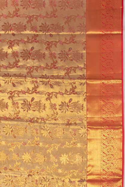 Taranga Kanchi Silk Tissue Jaal Gold Saree