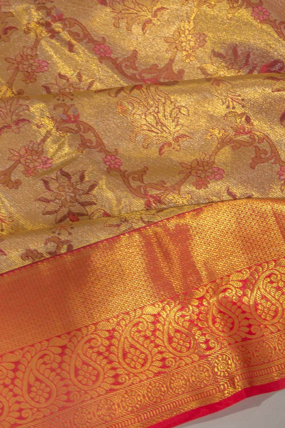 Taranga Kanchi Silk Tissue Jaal Gold Saree