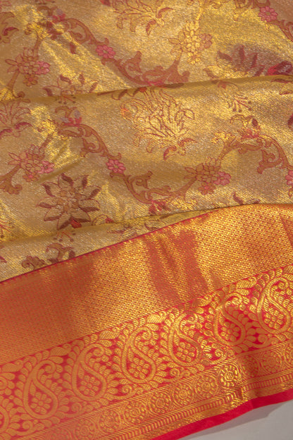 Taranga Kanchi Silk Tissue Jaal Gold Saree