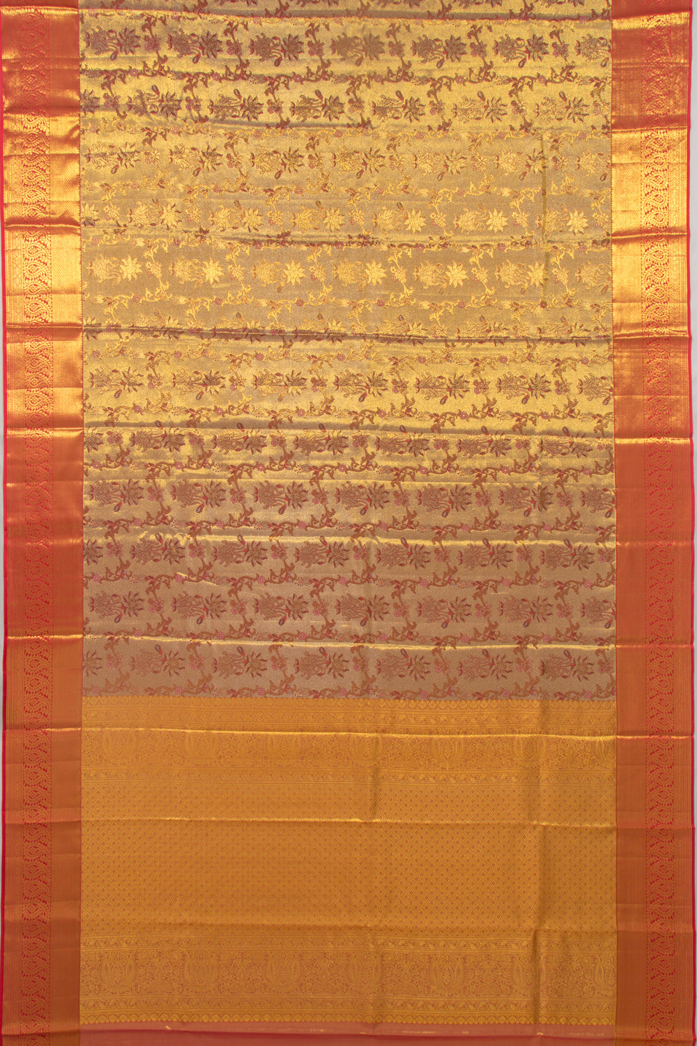 Taranga Kanchi Silk Tissue Jaal Gold Saree